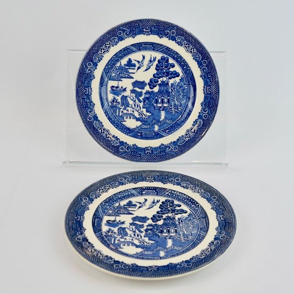 Johnson Bros England Blue Willow Bread Plates Lot of 2 6.25" - Picture 1 of 7